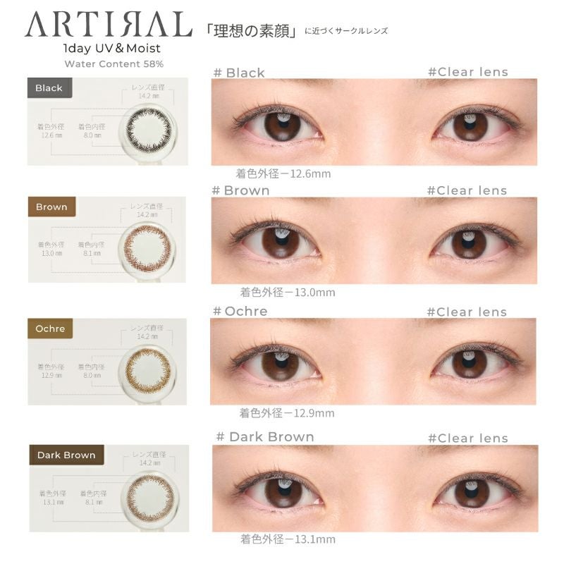理想の素顔に近づくサークルレンズ ARTIRAL UV&Moist 58
